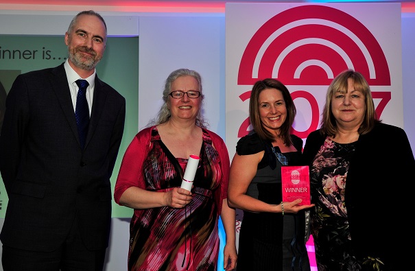 Anita Smith, Consultant Speech and Language Therapist (second right) and Karen McInally, Speech and Language Therapist (second left) at the awards ceremony