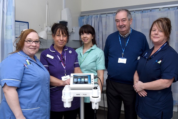 Staff Nurse Carys Phillips, Matron Debbie Baker, HCA Natasha Reed, Friends of Conquest Bill Hamilton, and Sister Serena Finch.