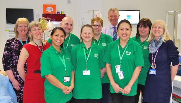 New Doctors' Assistants with Monica Green Director of HR, Mrs Scarlett McNally, Consultant Orthopaedic Surgeon, Dr Adrian Bull Chief Executive and Barbara Gosden Clinical Education Manager