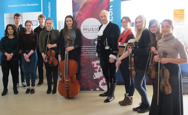 Young musicians with High Sheriff