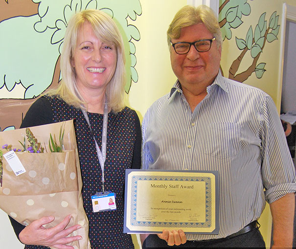 Specialist Nurse Annie Swann with Chairman David Clayton-Smith