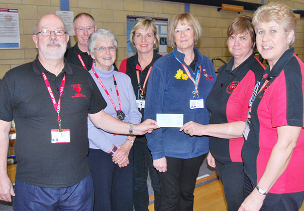 David Satchell presenting a cheque to Phillippa Acton, Cardiac Rehabilitation Specialist Sister EDGH