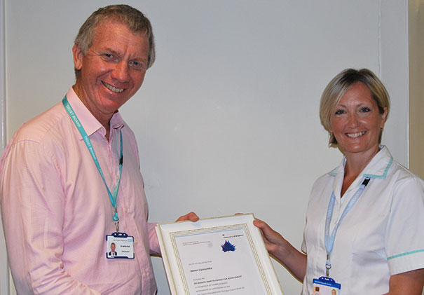 Chief Executive Adrian Bull with Dawn Ellis