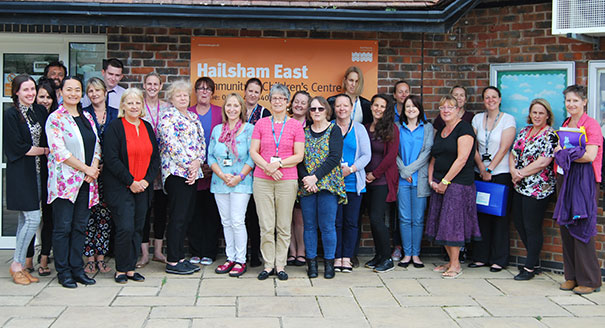 Celia Lamden, head of health visiting and children’s centres (front row fourth from left) with the team from Hailsham