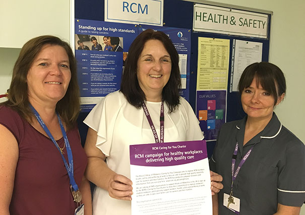 Kelly Simpson Community Midwife, Cathy O'Callaghan Interim Head of Midwifery, Anne Hobden Midwifery Preceptorship Facilitator