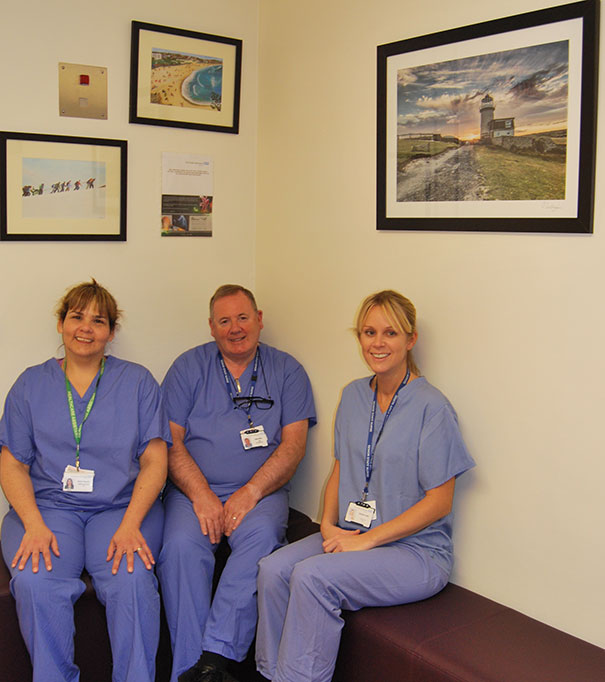 Members of staff in the new area for Critical Care relatives.
