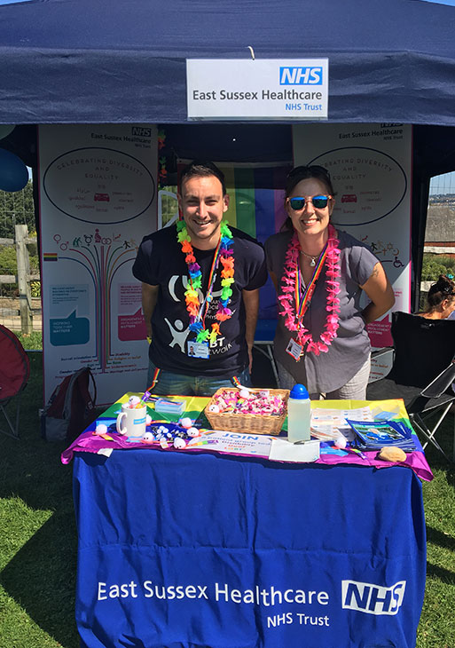 Zac Jepson and Kim Novis from ESHT at Hastings Pride