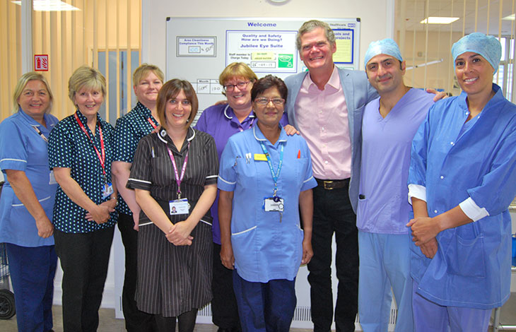 Eastbourne and Willingdon MP, Stephen Lloyd MP with the Jubilee Eye Suite team at Eastbourne DGH
