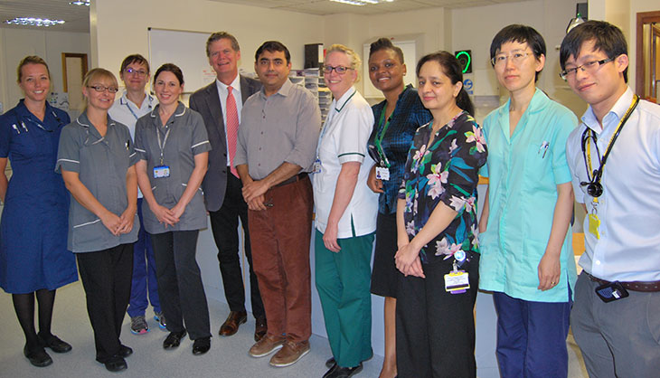 Stephen Lloyd MP with stroke team and Specialist Stroke Nurses Fiona Kirrage (2nd left) and Nicki Carzana (4th left)