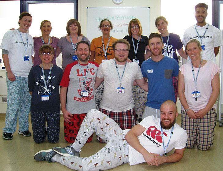 Physiotherapists in their pyjamas promote the "End PJ Paralysis" campaign