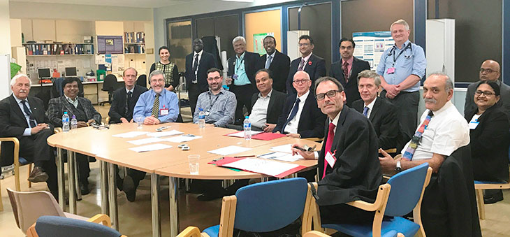 Dr Sam Panthakalam Consultant Rheumatologist (standing 2nd right) with other doctor’s from the Trust, around the country and overseas who examined candidates 