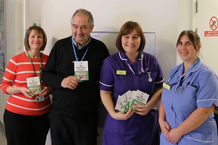 Jane Starr, Medication Safety Officer, Bill Hamilton, Chairman of the Conquest Friends with Sharon Grain, Matron of the James Ward CCU and Emma Staff nurse.