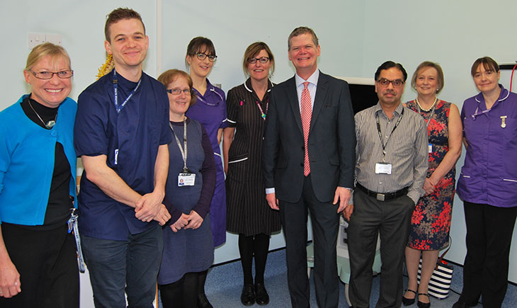 Dr Sam Panthakalam, Consultant Rheumatologist (3rd right) with Stephen Lloyd MP and some of the Rheumatology Department team