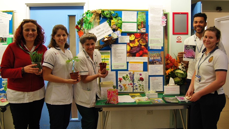 Allied Health Professionals team with their gardening stall at Eastbourne DGH