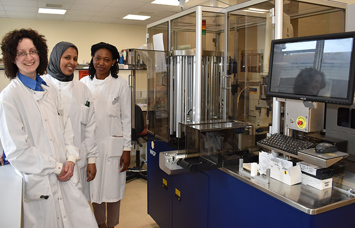 Pathology staff at Eastbourne DGH with some of their new pathology equipment