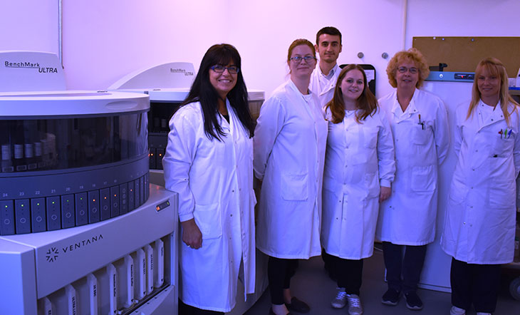 Pathology staff at Conquest Hospital with some of their new pathology equipment