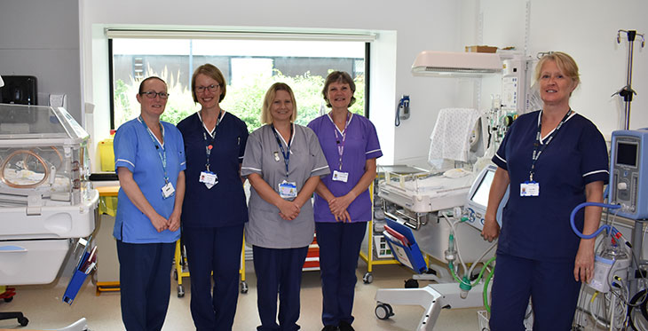 Wendy Thompsett Special Care Baby Unit Matron (2nd right) with Special Care Baby Unit Nurses