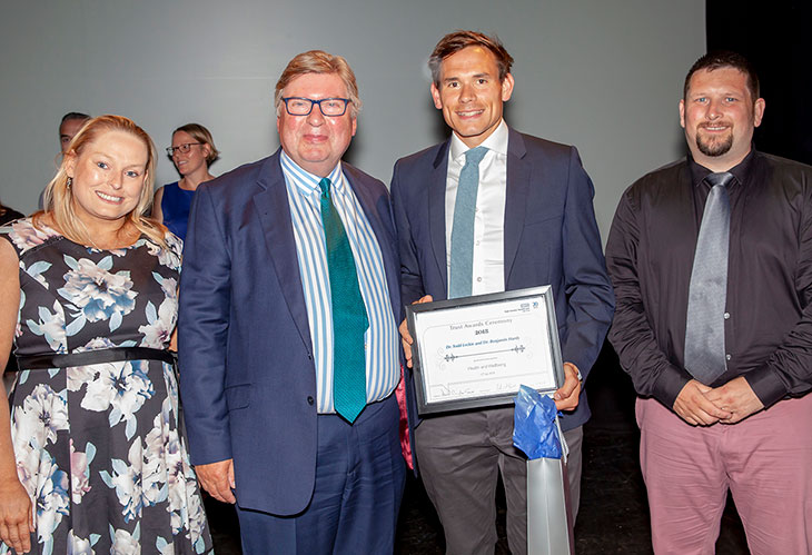 Dr Todd Leckie acepting the award – Dr Ben Hardy was unable to attend