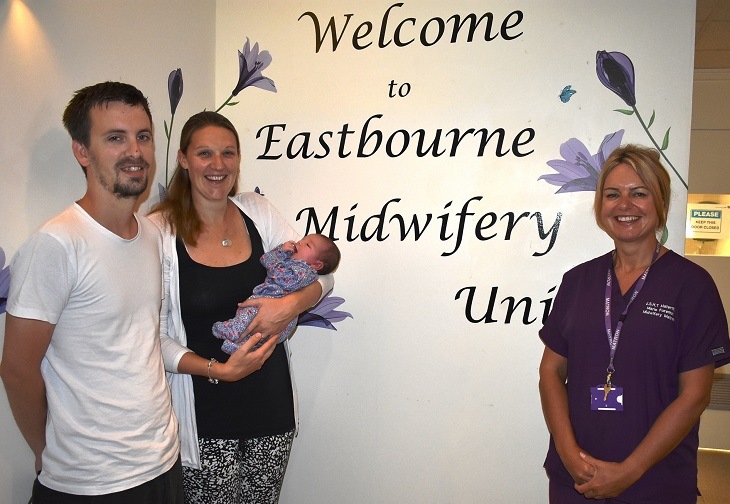 Terry & Sandra Walker with baby Lara and Midwifery Unit Matron Marie Foreman