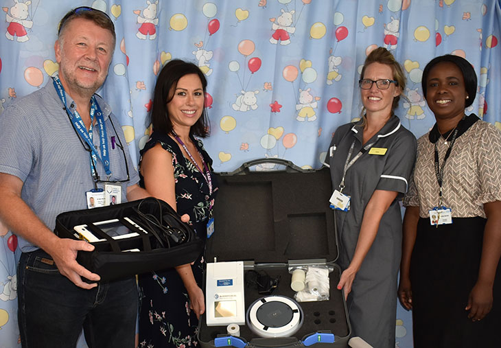Harry Walmsley - Chairman Friends of Eastbourne Hospital, Pari Karimi - Lead Nurse Children’s bladder and bowel service, Kate Campbell - Nurse specialist, Dr Alaba Ajanaku - Paediatric Consultant