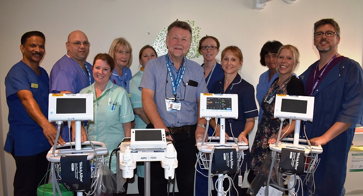 Harry Walmsley, Chairman Friends of Eastbourne Hospitals with the Litlington and PACU Teams