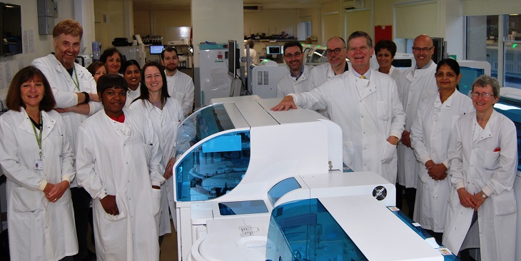 Stephen Lloyd with pathology laboratory team