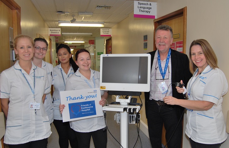 Speech and Language Therapist with Harry Walmsley, Chairman Friends of Eastbourne Hospital and Anita Smith, Consultant Speech and Language Therapist 