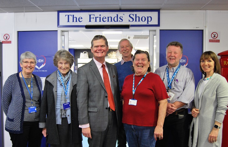 Stephen Lloyd with representatives of the Friends of Eastbourne Hospital Harry Walmsley Chair of the Friends of Eastbourne Hospital