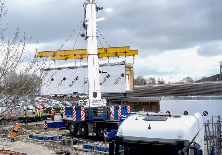modules being craned into position 