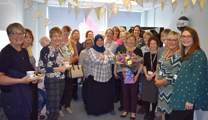 Elaine Papps Specialist Children’s Diabetic Nurse surrounded by colleagues 