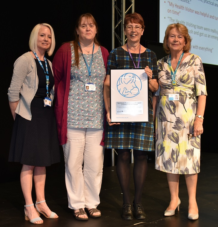 Sara Brazier, Infant feeding coordinator with Michelle Goldsmith, Infant feeding coordinator, Sharon Paine, Baby Friendly Initiative Lead with Anne Strong, Baby Friendly Initiative Professional Officer UNICEF