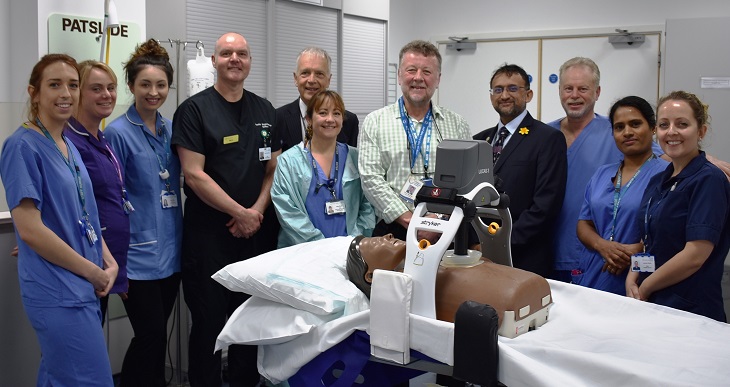 Harry Walmsley, Chair of the Friends of Eastbourne Hospital with Resus and Cardiac teams
