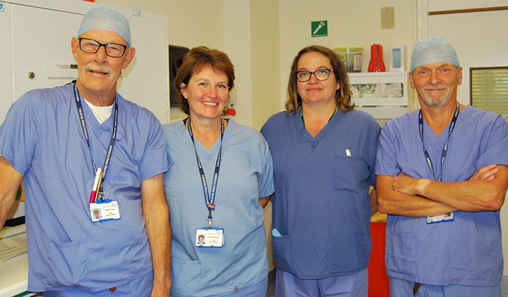 New Theatre Nurses Adrian Rose, Sue Wilson, Lyndsey Scullion and Alan Haycock