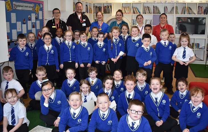 Nurses, Midwives and Year 2 children from Ark Castledown Primary School in Hastings