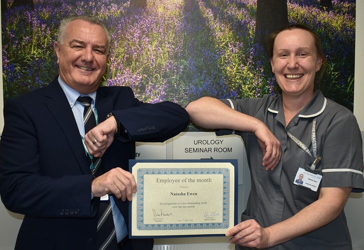 Specialist Nurse Natasha Ewen with Chairman Steve Phoenix