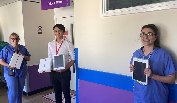 Donated tablet devices for critical care patients