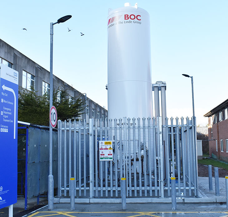 Medical oxygen tank at Eastbourne DGH.