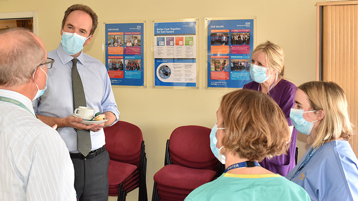 Lord-Lieutenant for East Sussex - Andrew Blackman, Dr David Walker - Medical Director and members of staff