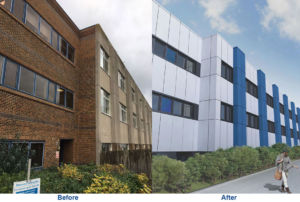 Before and after artists impression of new fascia