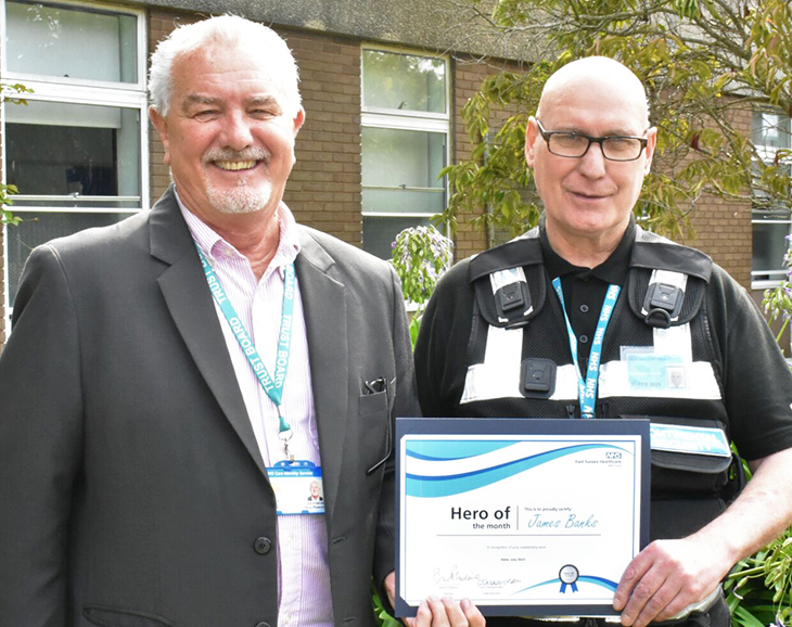 James Banks, Emergency Department Security at Eastbourne DGH, was recently the winner of our Hero of the Month award
