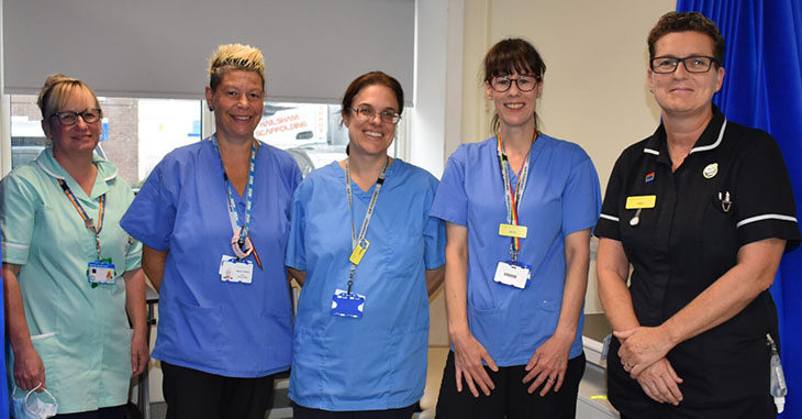 Podiatry team with Vikki Curruth, Chief Nurse and Director of Infection Prevention Control