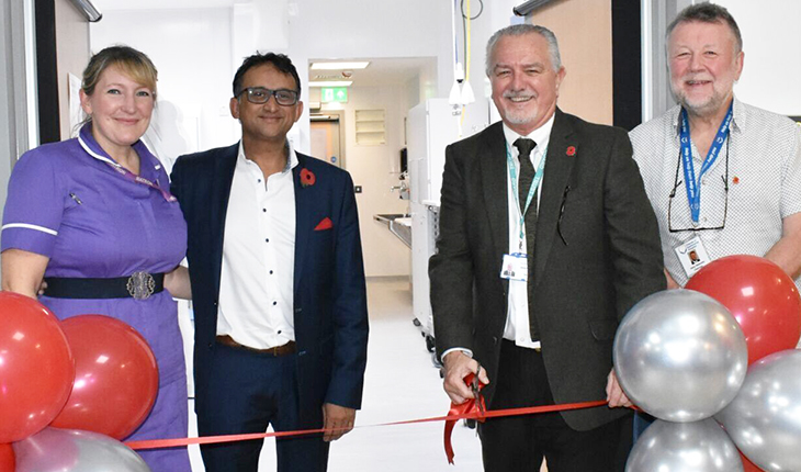 East Sussex Healthcare Trust Chairman, Steve Phoenix, cuts the ribbon to officially open the new cath lab