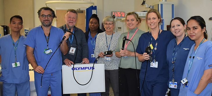 Members of the respiratory team with Harry Walmsley, chair of the Friends of Eastbourne Hospital