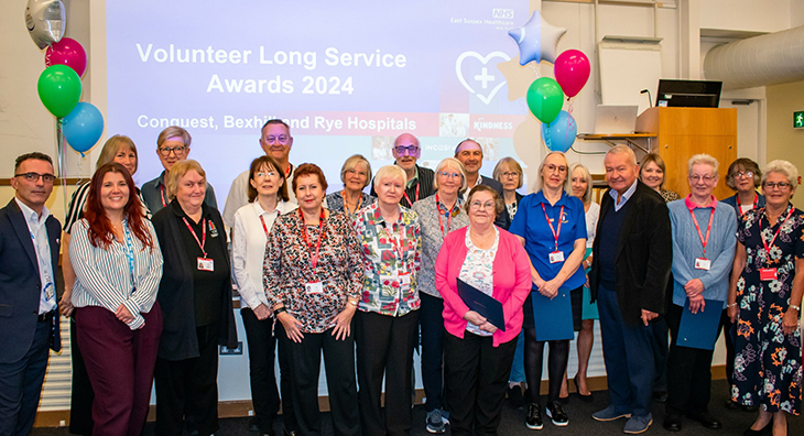 Volunteers celebrating at Conquest Hospital