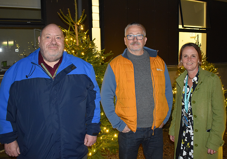 Kev Hodge, Trust Operational Facilities Manager with the Conquest Friends - Thomas Gardiner, Chair of Trustees and Jo Clark, general manager