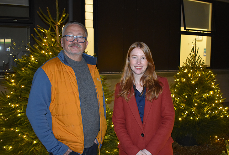 Thomas Gardiner, Chair of Trustees with Helena Dollimore, MP for Hastings and Rye
